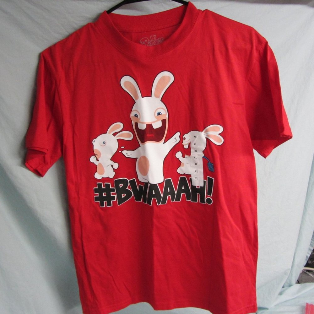 3 for $40 - red rabbids #bwaaaah! T-shirt sz XL NWT 2014 ubisoft (CL88)